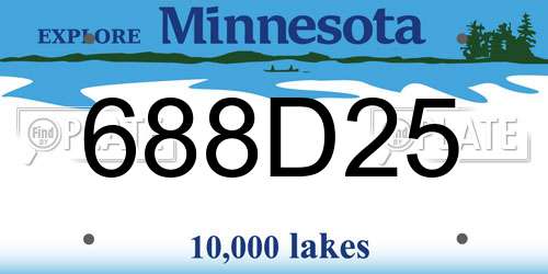 688D25 Minnesota License Plate