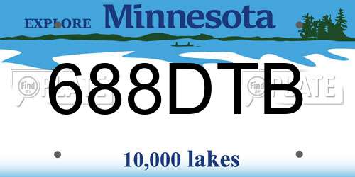 688DTB Minnesota License Plate