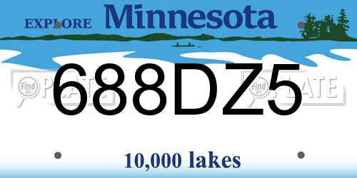 688DZ5 Minnesota License Plate