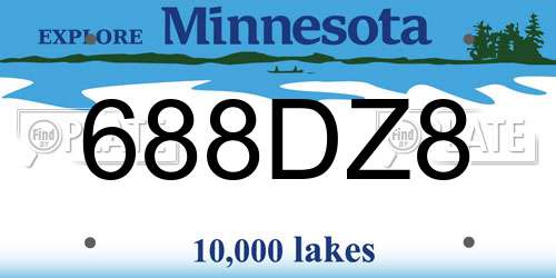 688DZ8 Minnesota License Plate