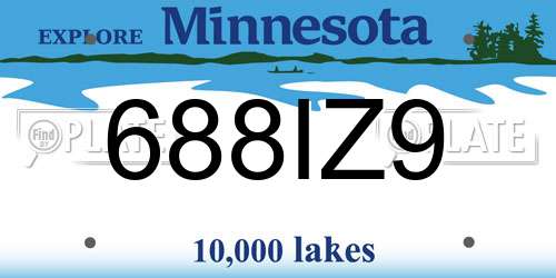688IZ9 Minnesota License Plate