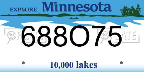 688O75 Minnesota License Plate