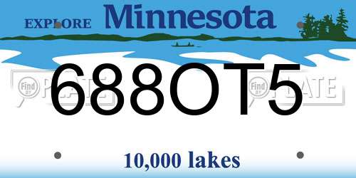 688OT5 Minnesota License Plate