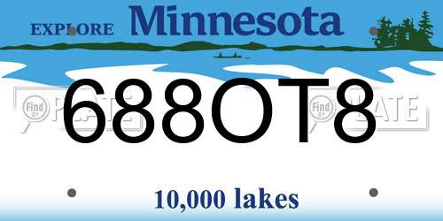 688OT8 Minnesota License Plate