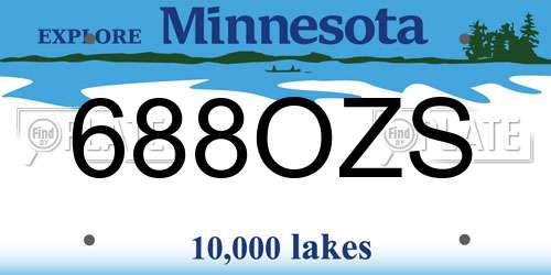 688OZS Minnesota License Plate