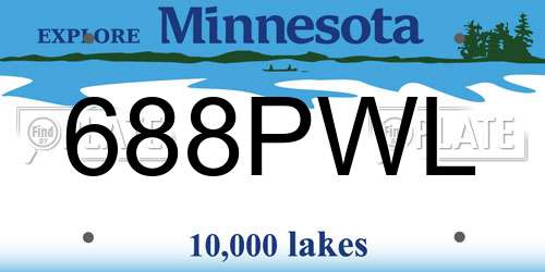688PWL Minnesota License Plate