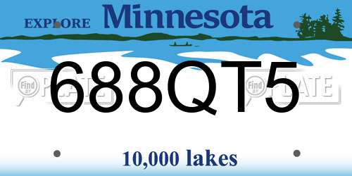 688QT5 Minnesota License Plate