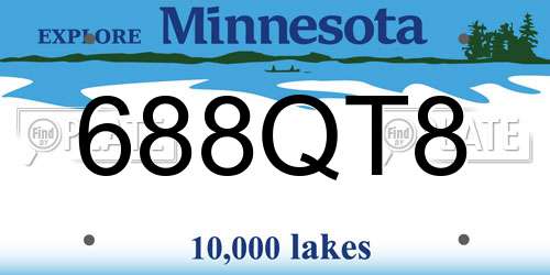 688QT8 Minnesota License Plate