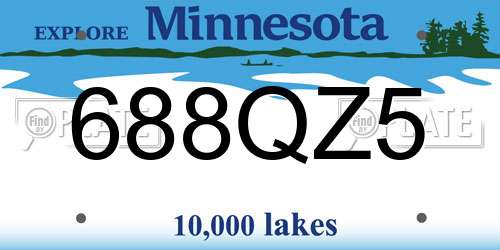 688QZ5 Minnesota License Plate