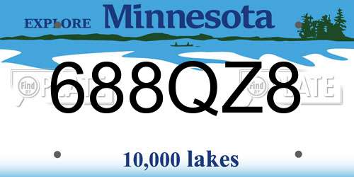 688QZ8 Minnesota License Plate