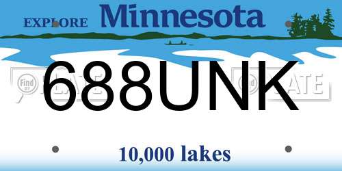 688UNK Minnesota License Plate