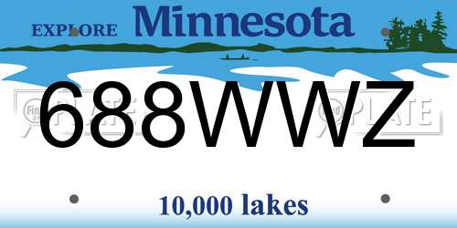 688WWZ Minnesota License Plate