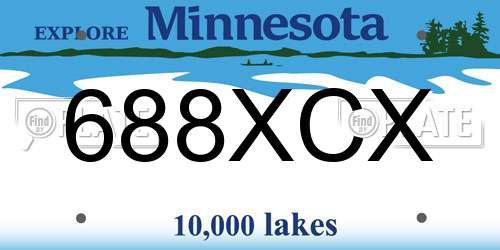 688XCX Minnesota License Plate