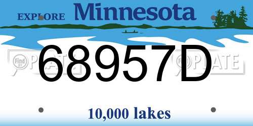 68957D Minnesota License Plate