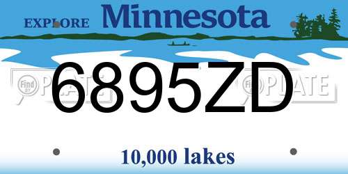 6895ZD Minnesota License Plate