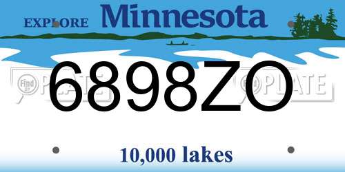 6898ZO Minnesota License Plate