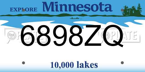 6898ZQ Minnesota License Plate