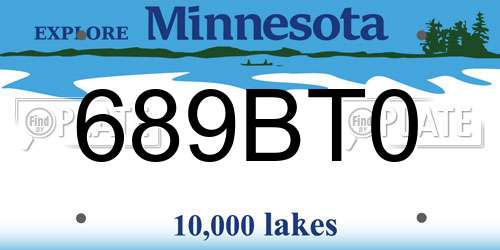 689BT0 Minnesota License Plate