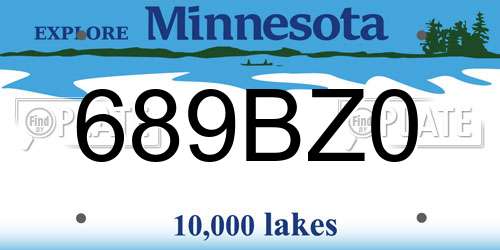689BZ0 Minnesota License Plate