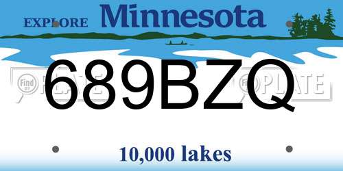 689BZQ Minnesota License Plate