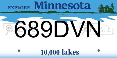 689DVN Minnesota License Plate