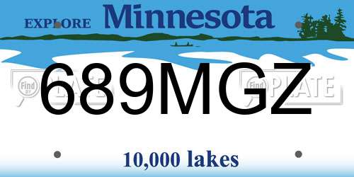 689MGZ Minnesota License Plate