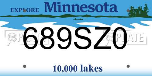 689SZ0 Minnesota License Plate