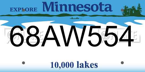 68AW554 Minnesota License Plate