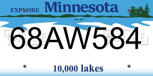 68AW584 Minnesota License Plate