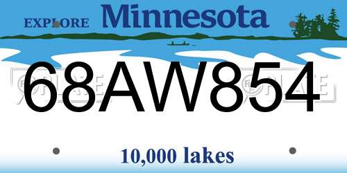 68AW854 Minnesota License Plate
