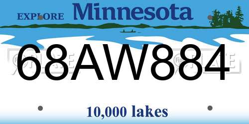 68AW884 Minnesota License Plate