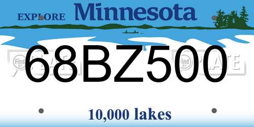 68BZ500 Minnesota License Plate