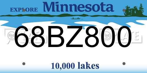 68BZ800 Minnesota License Plate