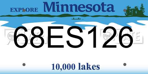 68ES126 Minnesota License Plate