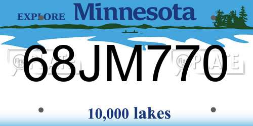 68JM770 Minnesota License Plate