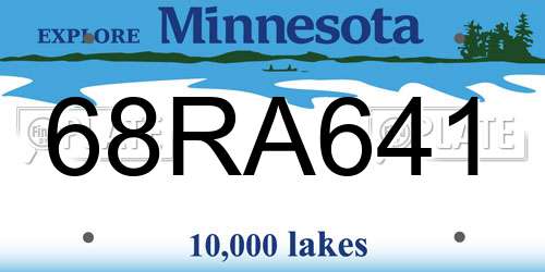 68RA641 Minnesota License Plate