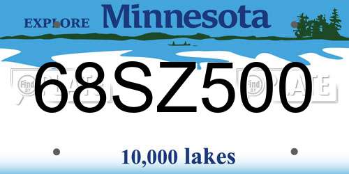68SZ500 Minnesota License Plate