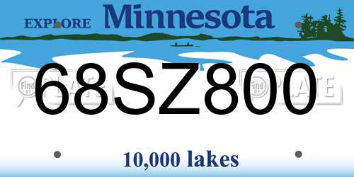 68SZ800 Minnesota License Plate
