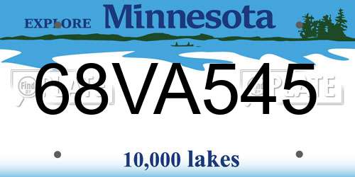 68VA545 Minnesota License Plate