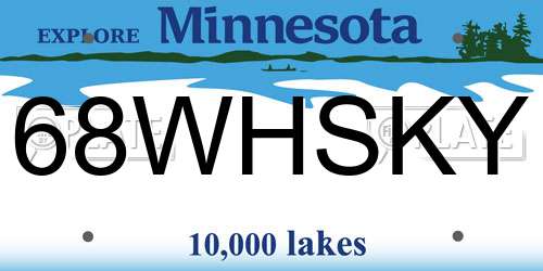 68WHSKY Minnesota License Plate