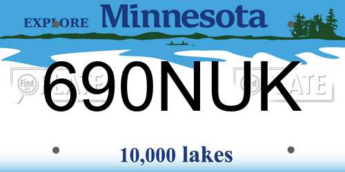 690NUK Minnesota License Plate