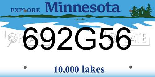 692G56 Minnesota License Plate
