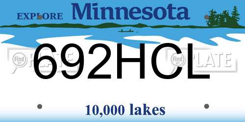 692HCL Minnesota License Plate