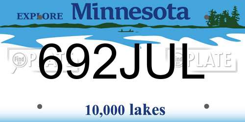 692JUL Minnesota License Plate