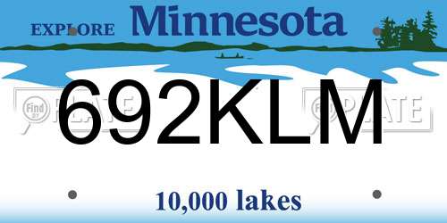692KLM Minnesota License Plate