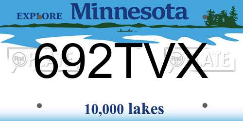 692TVX Minnesota License Plate