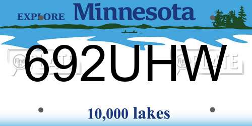 692UHW Minnesota License Plate