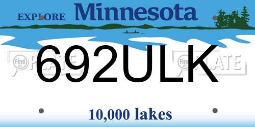 692ULK Minnesota License Plate