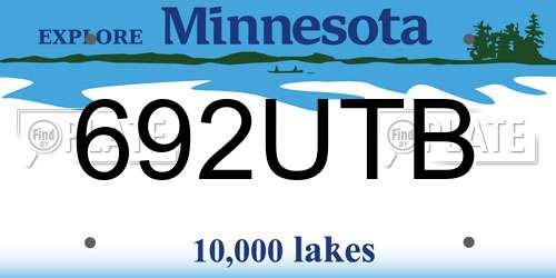 692UTB Minnesota License Plate