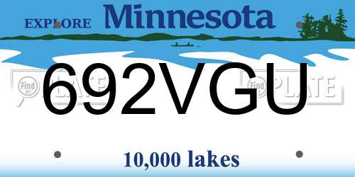 692VGU Minnesota License Plate
